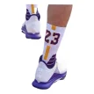 Medias de compresion deportiva para basquet blanca y violeta  N 23